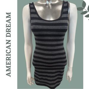 American Dream Scoop Neck Mini Dress | Stretchy Stripe Knit | Bodycon | Small